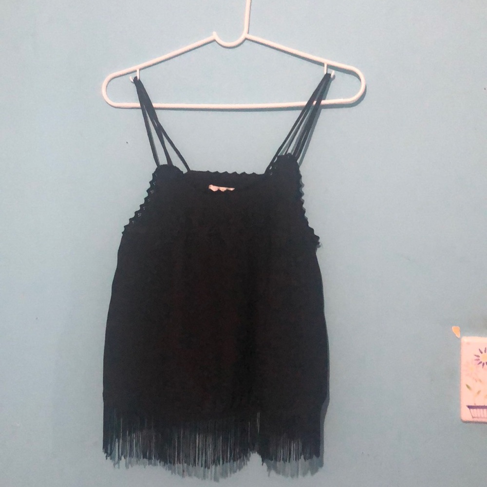 Esley embroidered cropped fring top.